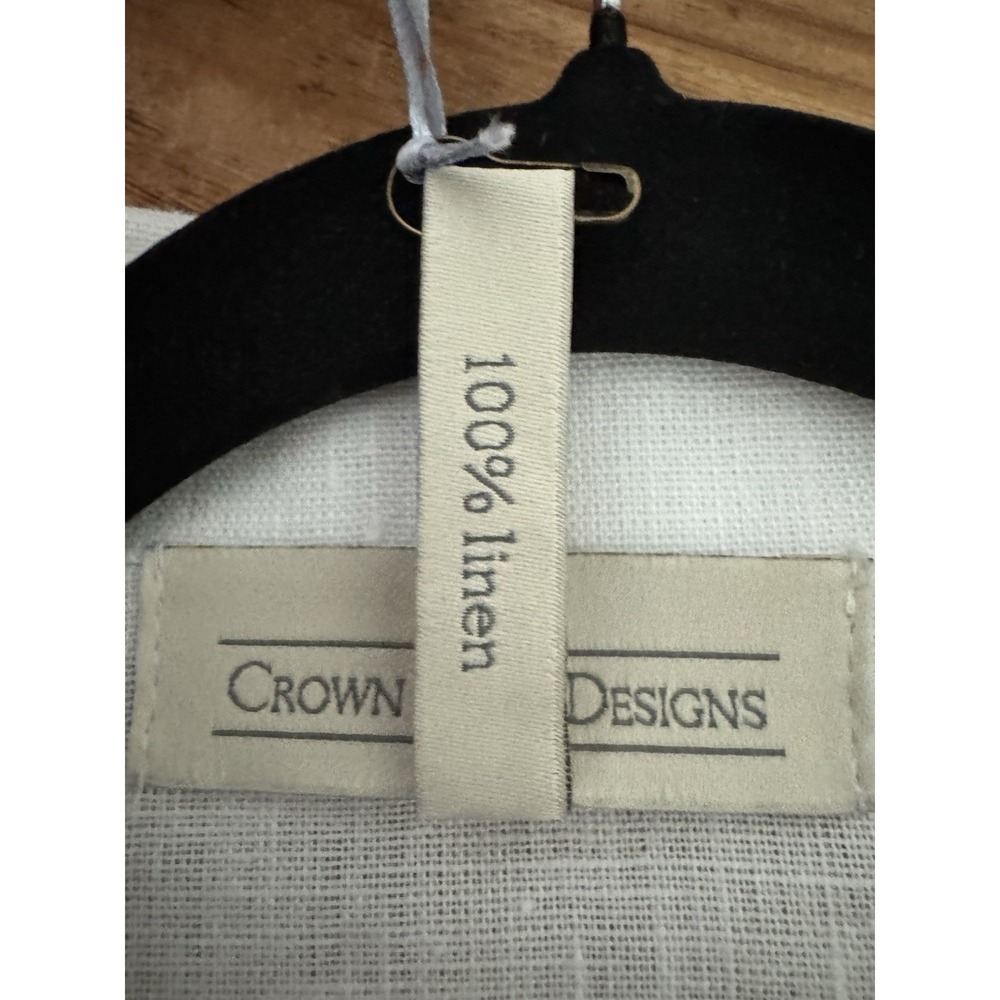 NWT Crown Linen Designs White 100% Linen Long Sleeve Tunic Sz L Button Down - Picture 5 of 11